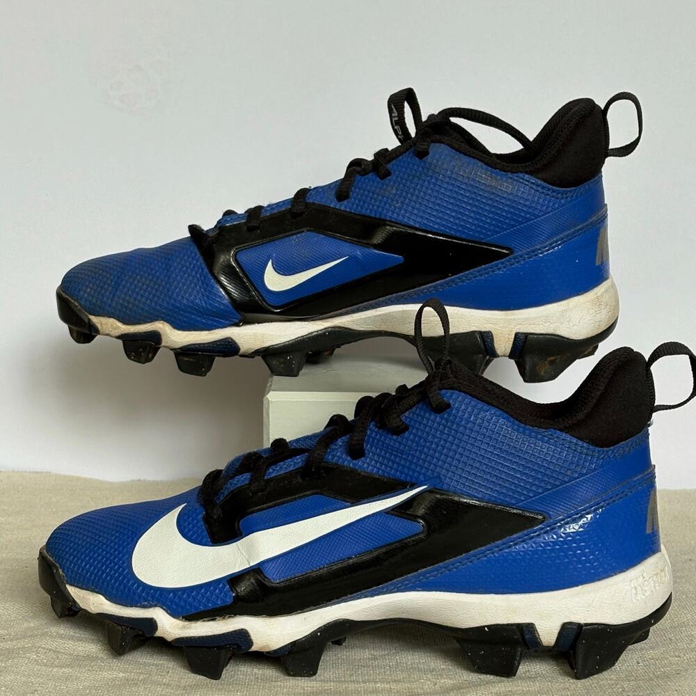 Nike Alpha Huarache 4 Keystone Youth Baseball Cleats Blue Black Boys Size 4Y
